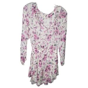 LoveShackFancy Popover Silk Mini Dress In Blushing Rose Sz XS floral sheer pink